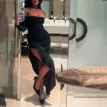 Elegant Womens Dress European and American Style Off Shoulder Mid Length Spring Summer Perfect f