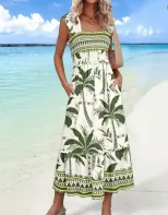 Summer Vacation Style Womens Dresses in Black Red Green Lightweight Fabric Various Sizes Wholesale customizable