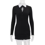Womens Spring Fashionable College Style Sweet Fresh Slim Fit Long Sleeve Dress Set Elegant Desig