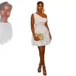 A Line Dress Waist Defining Pleated Asymmetrical Neckline Fashionable Casual Wear Wholesale Avai