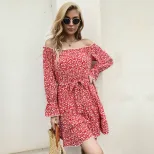 Floral Off Shoulder Dress Long Sleeve Elegant Design Comfortable Fabric Perfect for Spring Summe