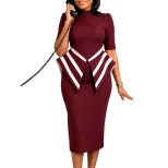 Elegant OL Bodycon Dress Fashionable 5 Point Sleeve Suitable for African and European Styles Who