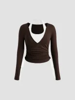 Slim Fit Color Block Long Sleeve Knit T Shirt Stylish Versatile Design Autumn Winter Collection