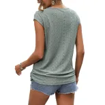 Womens Casual Solid Color Short Sleeve T Shirt Trendy Design Fashionable Style Comfortable Fabri