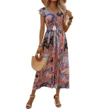 Vintage Floral Print Sleeveless Dress Paisley Pattern Elegant Design Comfortable Fabric Perfect