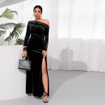 Elegant Off Shoulder Maxi Dress Sexy Chic Spring Summer High Slit Perfect for Parties and Events