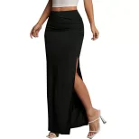 Elegant High Slit Midi Skirt Slim Fit Versatile Style Summer Essential Wholesale Available facto