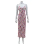 Summer Floral Print Slip Dress for Women Lace Panel Sweet and Sexy Style Perfect for Casual Outi