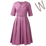Elegant Solid Color African Dress Womens Fashion Short Sleeve Stylish Silhouette Perfect for Cas