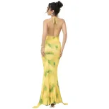 French Style Long Floral Dress Womens Sleeveless Deep V Neck Elegant Fit Perfect for Parties and