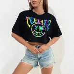 Fashion Womens Short Sleeve T Shirt Round Neck Printed Trendy Design Casual Wear Summer Style Wh