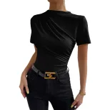 Slim Fit Half Turtleneck T Shirt Summer Essential Solid Color Short Sleeve Casual Style Wholesal