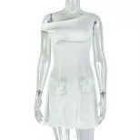 A Line Dress Waist Defining Pleated Asymmetrical Neckline Fashionable Casual Wear Wholesale Avai