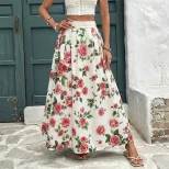 High Waisted Floral Print Skirt Sweet Vacation Style Womens Summer Fashion Wholesale Available