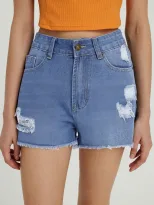 High Waisted Ripped Denim Shorts Comfortable Casual Stylish Summer Wear for Women Ready to Ship