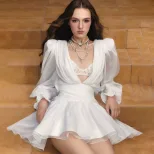 Elegant Long Sleeve Dress Sexy Deep V Neck Shiny Mesh Fabric Includes Inner Layer Perfect for Fa
