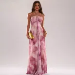 Summer Womens Tie Dye Backless Bodycon Dress Stylish Sexy Halter Neck Comfortable Fabric Perfect for Parties and