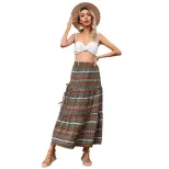 Bohemian Print Maxi Skirt High Waist A Line Side Slit Casual Summer Wear Wholesale Available