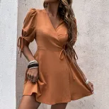 Casual V Neck A Line Dress Minimalist Style Versatile for Work and Spring Occasions Wholesale Av
