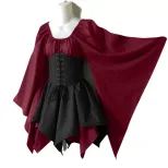 Renaissance Style Long Sleeve Dress Bell Sleeves Patchwork Design Elegant Fabric Perfect for Eve