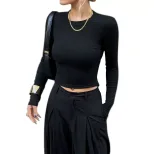 Womens French Style Backless T Shirt Elegant Fashionable Slim Fit Spring Summer Collection Whole