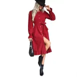 Elegant Solid Color Round Neck Dress for Women Fashion Comfortable Fit Versatile Style Wholesale