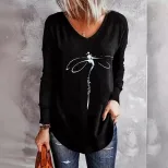 Womens Loose Fit Long Sleeve T Shirt V Neck Bamboo Fabric Summer Style Wholesale Available custo