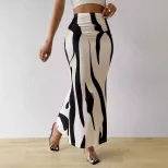 High Waisted Pencil Skirt Slimming Zebra Print Fishtail Design Comfortable Fit Perfect for Parti