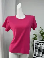 Womens Basic Solid Color T Shirt Slim Fit Short Sleeve Comfortable Fabric Casual Spring Summer W