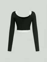 Womens Slim Fit Color Block Long Sleeve T Shirt Trendy Design Comfortable Fabric Perfect for Cas