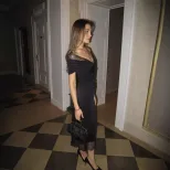 French Style Elegant Long Dress Lace Panel Solid Color Puff Sleeve Perfect for Formal Events Who
