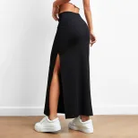 High Waisted Pleated Maxi Skirt Elegant Design Lightweight Fabric Side Slit Spring Summer Fashio