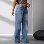 Loose Fit Wide Leg Denim Pants High Quality Fabric Casual Style Trendy Design Perfect for Everyd