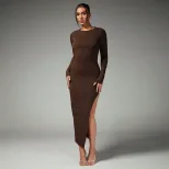 Backless Design Dress High Waist Slim Fit Solid Color Spring Summer Casual Wear Wholesale Availa
