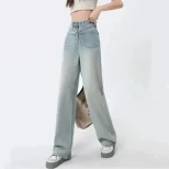 设计感百搭牛仔裤女新款学生宽松显瘦小众外穿高腰网红美式直筒裤
