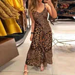 Womens Leopard Print Butterfly Floral Maxi Dress Sleeveless Lightweight Trendy Design Perfect fo
