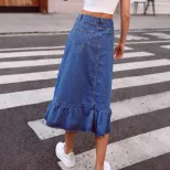 High Waisted A Line Denim Skirt Slim Fit Versatile Style Trendy Design Perfect for Casual Outing