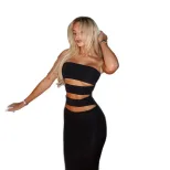 Strapless Hollow Out Bodycon Dress Sexy Slim Fit Elegant Design Perfect for Parties Wholesale Av