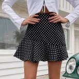 High Waisted Polka Dot Ruffle Hem Skirt Fashionable Trendy Design Spring Summer Wear Wholesale A