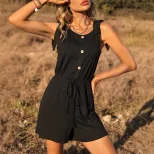 Summer Womens Jumpsuit Short Sleeve Casual Fit Comfortable Fabric Perfect for Beach or Outdoor E
