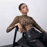 Womens Sheer Long Sleeve T Shirt Leopard Print Round Neck Lightweight Fabric Summer Fashion Whol