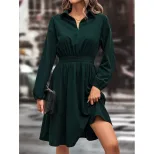 Elegant Slim Fit Solid Color Dress Womens Fashion European and American Style Casual or Formal W