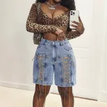 High Waisted Denim Shorts Slim Fit Versatile Lace Up Design Casual Summer Wear Wholesale Availab