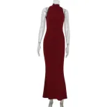 Elegant Mermaid Evening Gown Sexy Halter Neck Bodycon Fit Red Carpet Style Perfect for Parties a