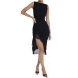 Sleeveless Backless Dress Sexy Fit and Flare Irregular Hem Mesh Paneling Perfect for Parties and