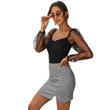 High Waisted Bodycon Mini Skirt Stylish Split Design Trendy for Women Perfect for Casual Outings