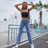 High Waisted Straight Leg Jeans Fashionable Heart Embroidery Casual Wear for Women Pre Order Ava