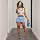 现货-66379#亚马逊跨境欧美外贸潮流休闲外出女装牛仔半身裙