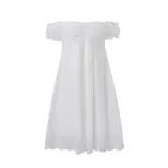 Womens Summer Dress Sweetheart Neckline Puff Sleeves Loose Fit Solid Color low MOQ