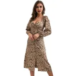 Leopard Print Long Sleeve Dress Spring Collection Mid Length Casual Style Wholesale Available